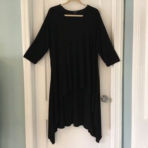 Lane Bryant scoop neck tunic dress, high low 3/4 sleeves, black, size 18/20
